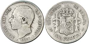 1884*----. Alfonso XII. MSM. 1 peseta. (Cal. ... 