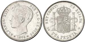 1896*1896. Alfonso XIII. PGV. 1 peseta. ... 