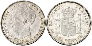 1901*1901. Alfonso XIII. SMV. 1 peseta. ... 