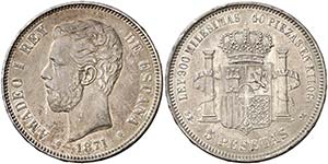 1871*1871. Amadeo I. SDM. 5 pesetas. (Cal. ... 