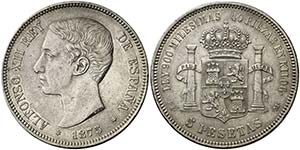 1875*1875. Alfonso XII. DEM. 5 pesetas. ... 