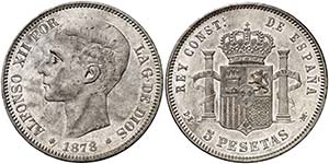 1878*1878. Alfonso XII. DEM. 5 pesetas. ... 