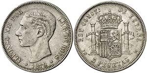 1879*1879. Alfonso XII. EMM. 5 pesetas. ... 