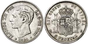 1881*1881. Alfonso XII. MSM. 5 pesetas. ... 
