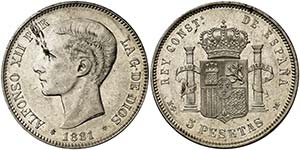 1881*1881. Alfonso XII. MSM. 5 pesetas. ... 