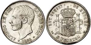 1882*1882. Alfonso XII. MSM. 5 pesetas. ... 