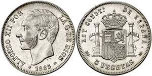 1885*1885. Alfonso XII. MSM. 5 pesetas. ... 
