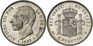 1885*1886. Alfonso XII. MSM. 5 pesetas. ... 