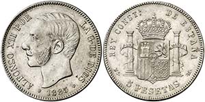 1885*1887. Alfonso XII. MSM. 5 pesetas. ... 