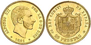 1881*1881. Alfonso XII. MSM. 25 pesetas. ... 