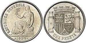 1933*34. II República. 1 peseta. (Cal. 1). ... 