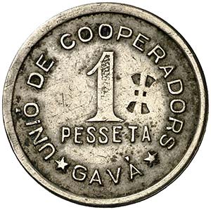 Gavà. Unió de Cooperadors. 1 peseta. (AL. ... 