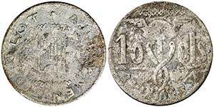 Olot. 10 céntimos. (T. 1950). Oxidaciones. ... 