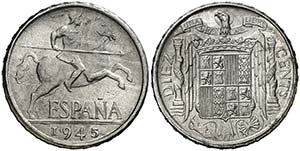 1945. Estado Español. 10 céntimos. (Cal. ... 