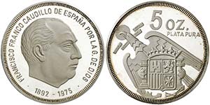 1892-1975. Estado Español. 5 onzas. 217 g. ... 