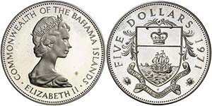 1971. Bahamas. Isabel II. 5 dólares. (Kr. ... 