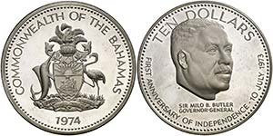 1974. Bahamas. 10 dólares. (Kr. 68a). 50,72 ... 