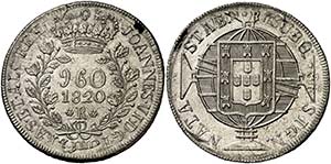 1820. Brasil. Juan VI. R (Rio). 960 reis. ... 