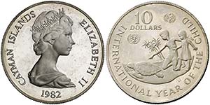 1982. Islas Caimán. Isabel II. 10 dólares. ... 