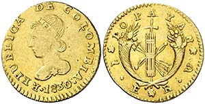 1830. Colombia. Popayán. RU. 1 escudo. (Fr. ... 