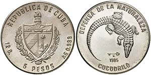 1985. Cuba. 5 pesos. (Kr. 125). 12,07 g. AG. ... 