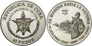 1987. Cuba. 10 pesos. (Kr. 164). 31,10 g. ... 