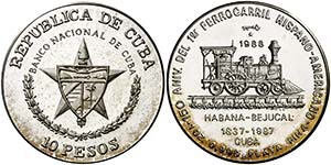 1988. Cuba. 10 pesos. (Kr. 205). 31,04 g. ... 