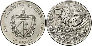 1989. Cuba. 10 pesos. (Kr. 242.1). 31,10 g. ... 
