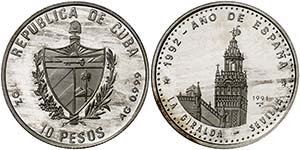 1991. Cuba. 10 pesos. (Kr. 349). 31,10 g. ... 