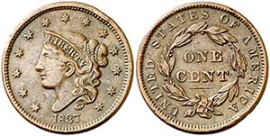 1837. Estados Unidos. Filadelfia. 1 centavo. ... 
