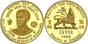 1966. Etiopía. Haile Selassie. 50 dólares. ... 