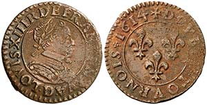 1614. Francia. Luis XIII. D (Lyon). Doble ... 