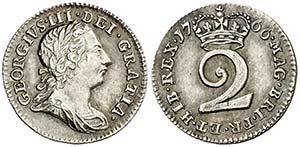 1766. Gran Bretaña. Jorge III. 2 peniques. ... 