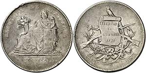 1873. Guatemala. P. 1 peso. (Kr. 197.1). ... 