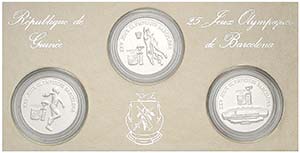 1988. Guinea. 100, 200 y 300 francos. (Kr. ... 