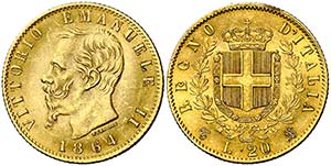 1864. Italia. Víctor Manuel II. T-BN ... 