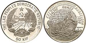1989. Laos. 50 kip. (Kr. 36.2). 16,04 g. AG. ... 