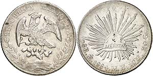 1884. México. México. MH. 8 reales. (Kr. ... 