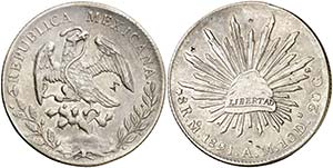 1891. México. México. AM. 8 reales. (Kr. ... 