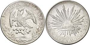 1893. México. México. AM. 8 reales. (Kr. ... 