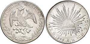 1895. México. México. AM. 8 reales. (Kr. ... 