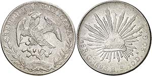 1896. México. Guanajuato. RS. 8 reales. ... 