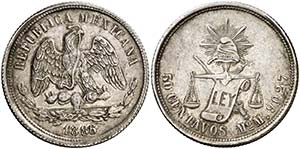 1886. México.  (México). M. 50 centavos. ... 