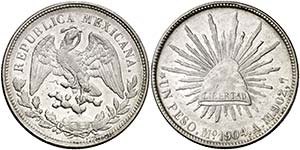 1904. México. México. AM. 1 peso. (Kr. ... 