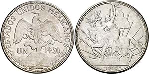 1910. México. 1 peso. (Kr. 453). 27 g. AG. ... 