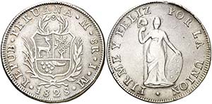 1828. Perú. Lima. JM. 8 reales. (Kr. ... 