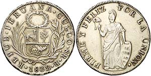 1832. Perú. Cuzco. B. 8 reales. (Kr. ... 