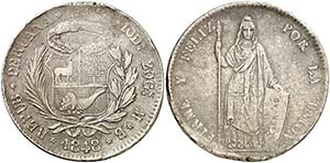 1848. Perú. Lima. MB. 8 reales. (Kr. ... 