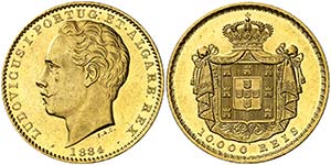 1884. Portugal. Luis I. 10000 reis. (Fr. ... 