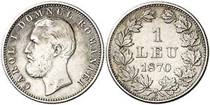 1870. Rumanía. Carlos I. C. 1 leu. (Kr. 6). ... 